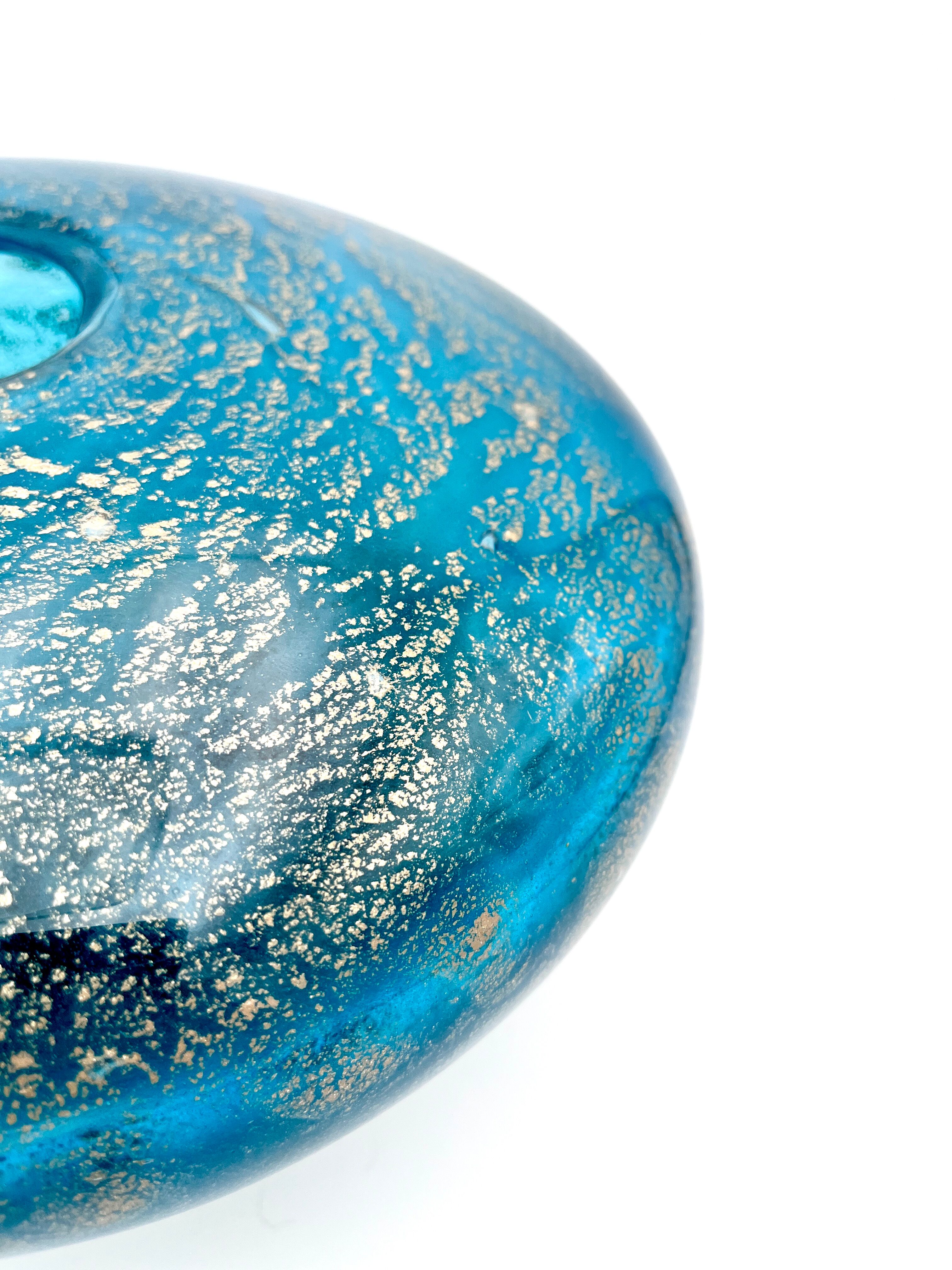 Masterpiece Murano: Lagoon Blue & 24K Gold Pebble Vase