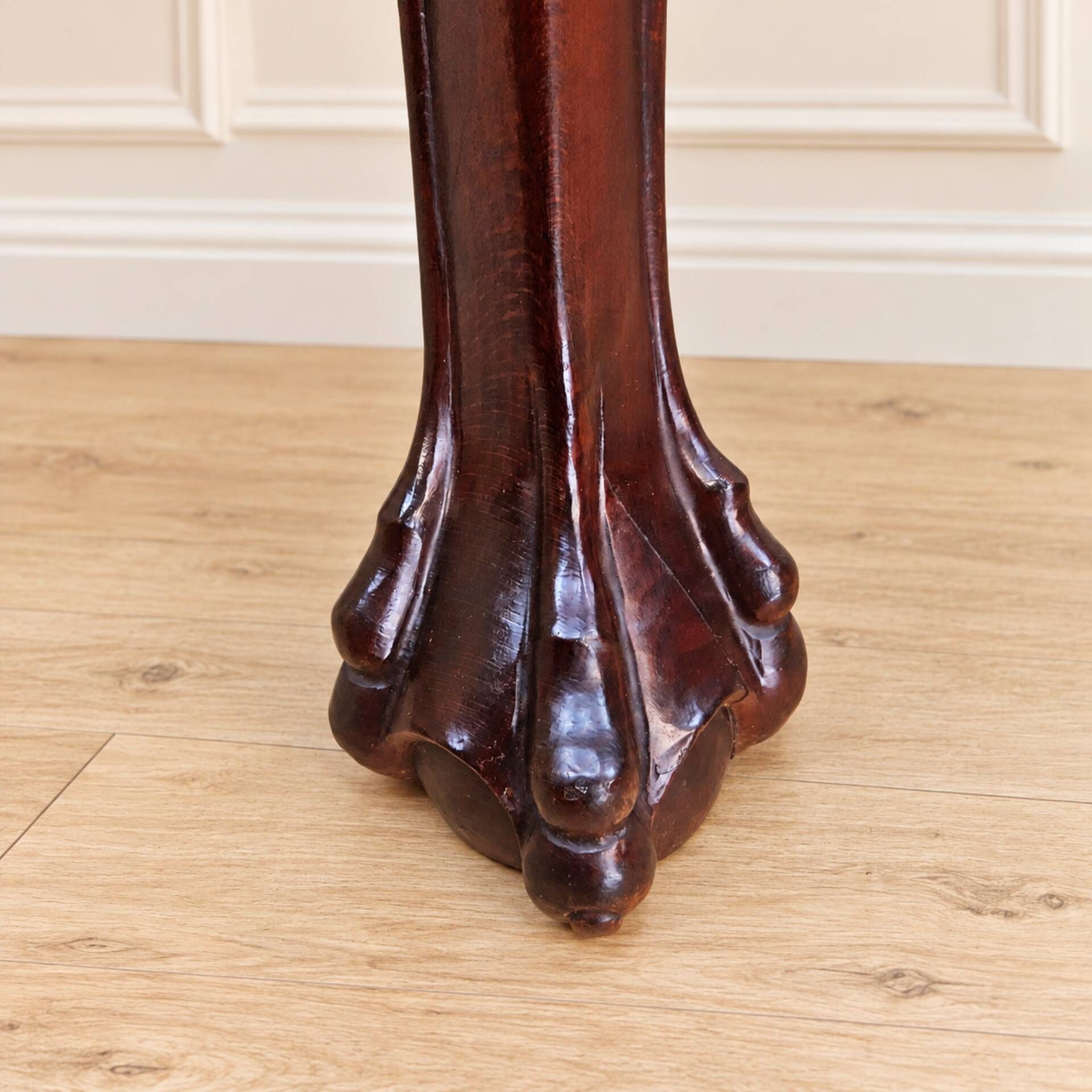 Antique walnut side table / tea table with drawer, shelves