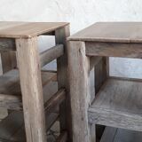 Pair of raw wooden bedsides