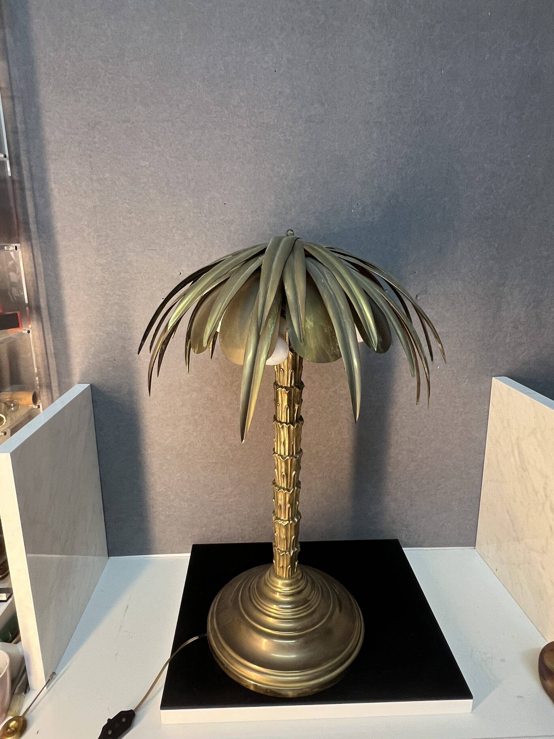 Palm tree lamp  bronze and brass