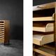 Vintage Industrial Danish Roller Shutter Brown Oak Cabinet with Drawers