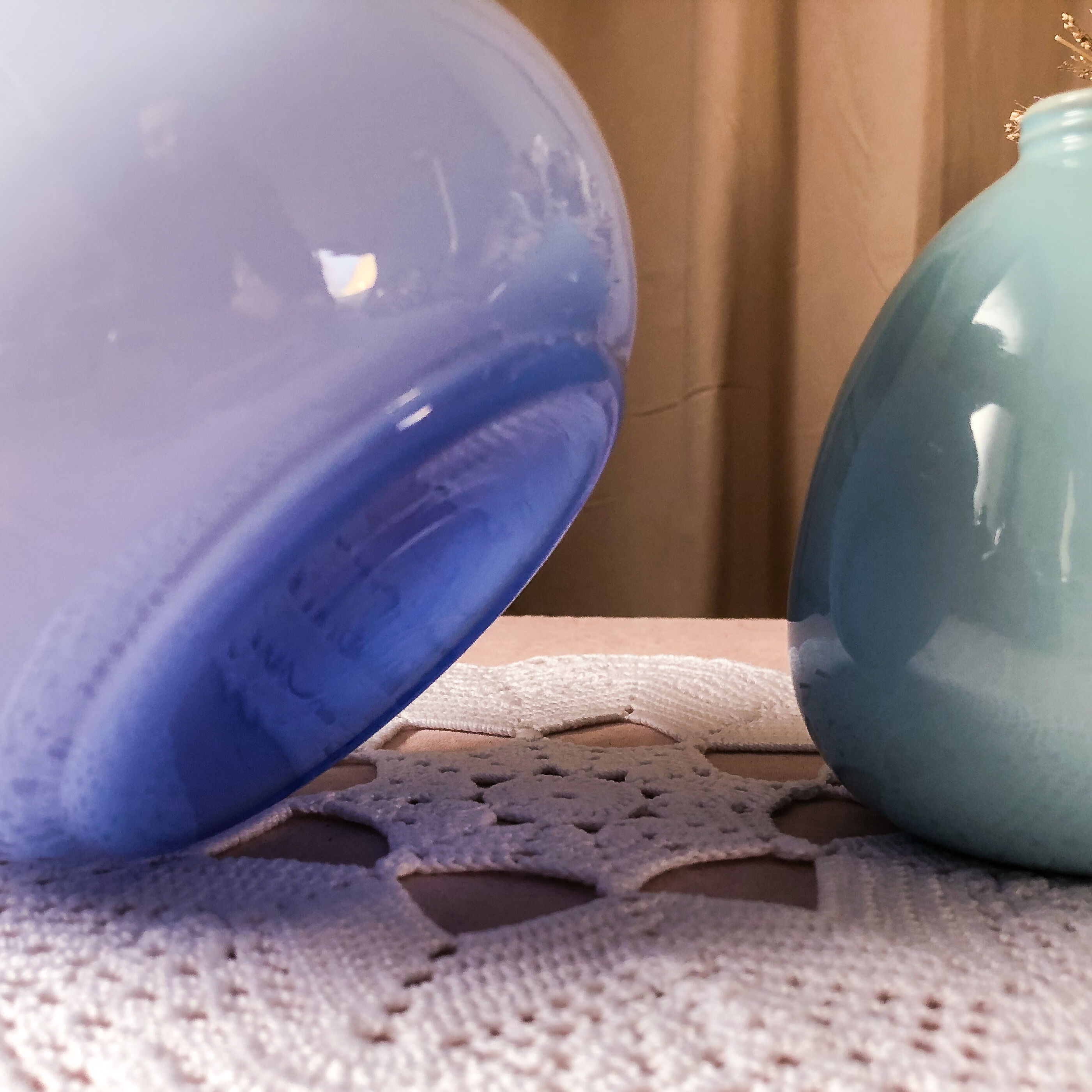 Blue opaline ball vase