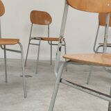 Set of 6 Czech school chairs from the 60s