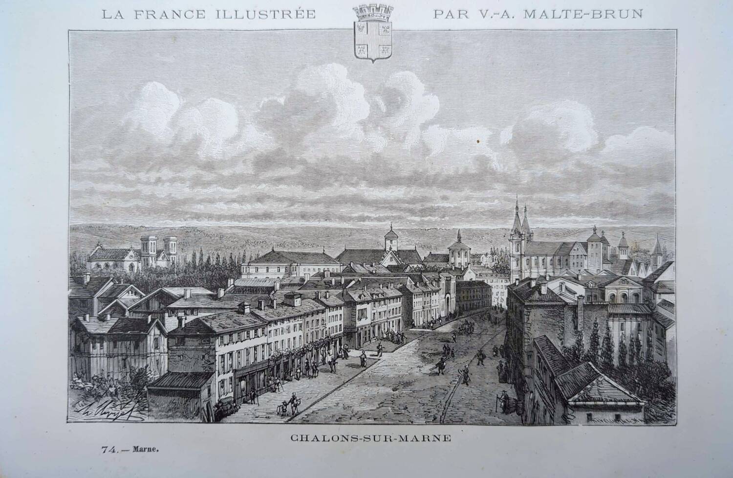 Châlons-en-Champagne, vintage engraving, printed in 1883.