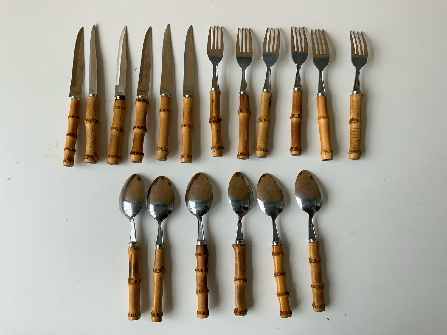 Vintage bamboo cutlery set