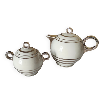 Art Deco teapot and sugar bowl
