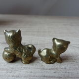Duo de chats en laiton