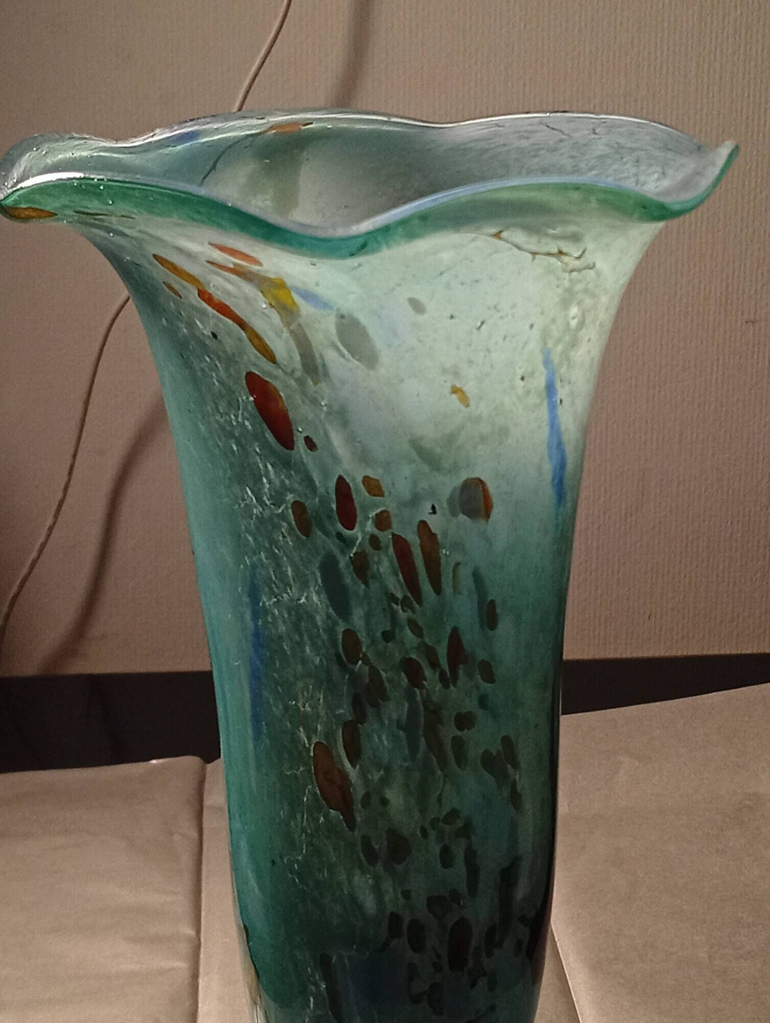 Art glass vase signed Marc Blot, 1990, hand-blown - 28 cm - new