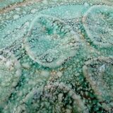 Turquoise ceramic oyster plate signed Niderviller model moss 1950 1960