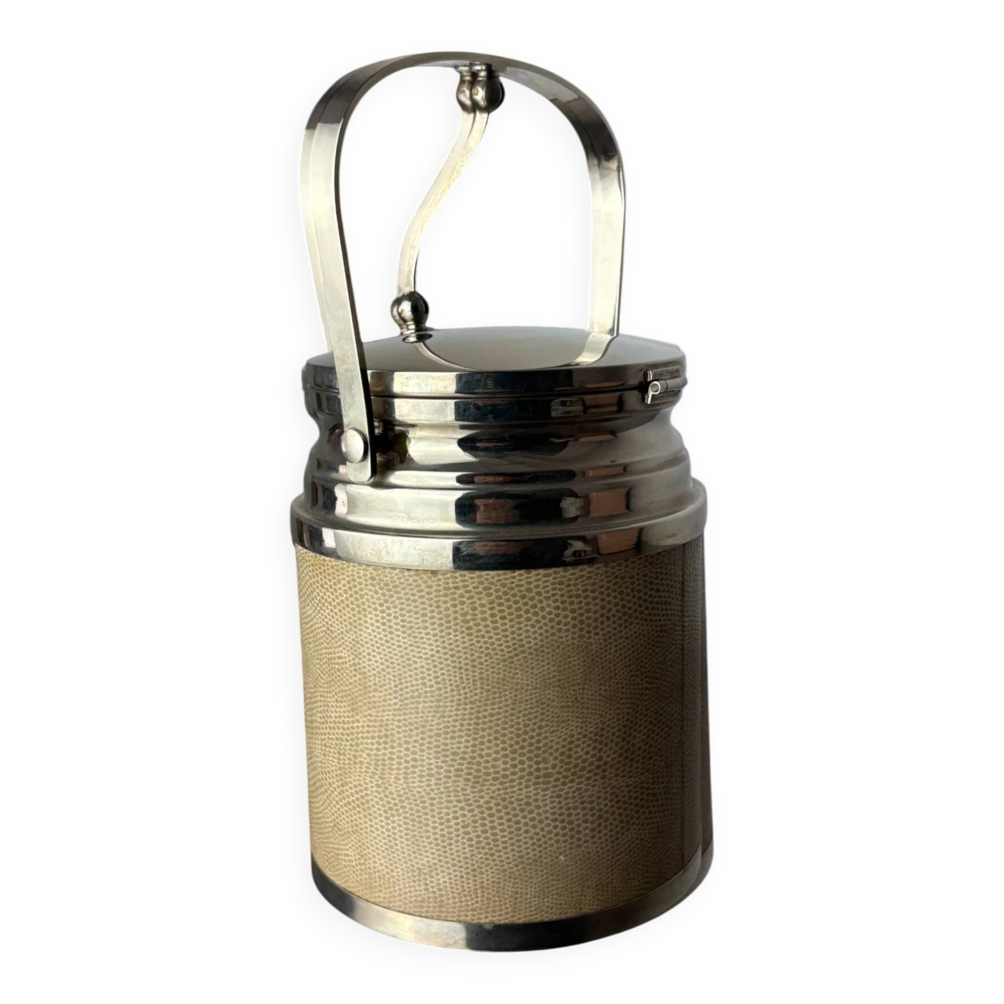 Regency leather ice bucket with tongs, Italy, 1970s