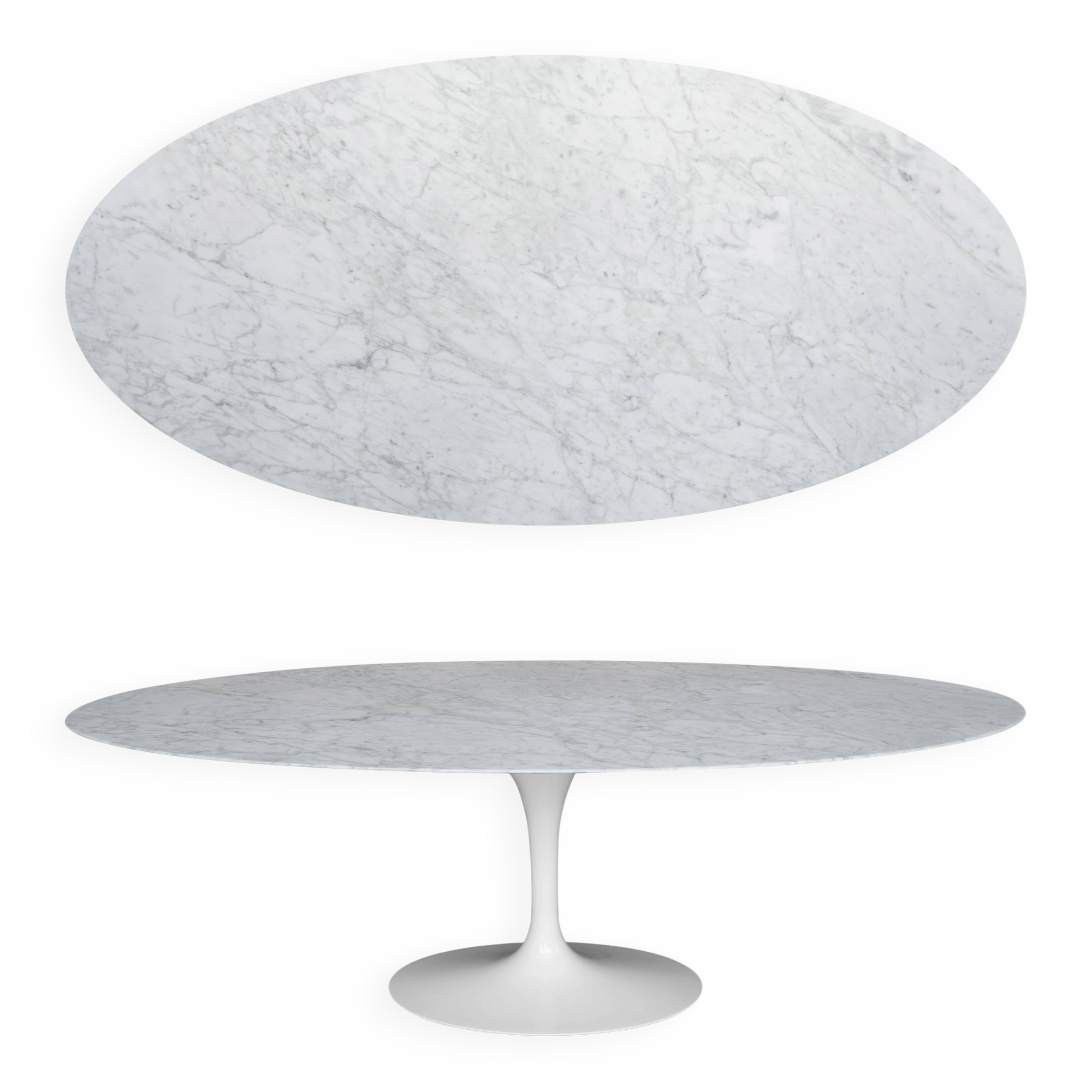 Original Knoll Tulip oval dining table 244x137 Eero Saarinen Arabescato Matt
