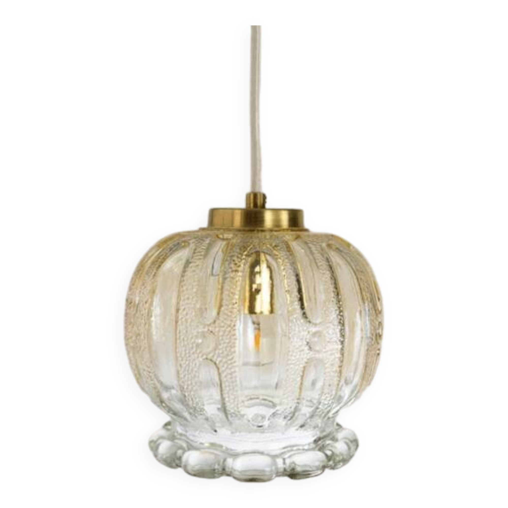 BREDA Jugošik * Small Pendant Lamps * Amber glass Lighting * MCM Rewired Light * Vintage Ceiling L