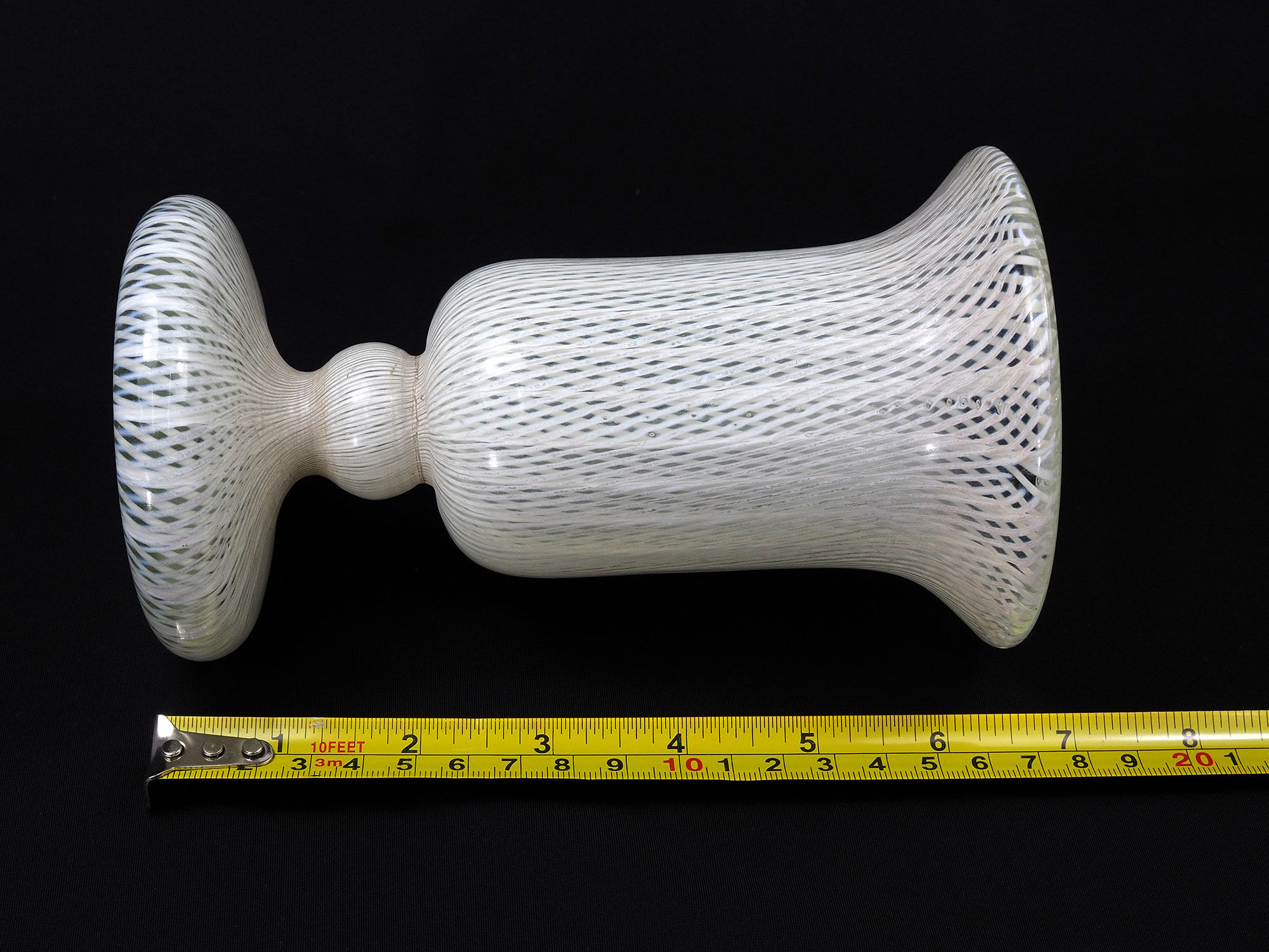 Vase Art Deco Murano Double Latticino Glass-1930s