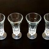 1970s 4 Champagne Flutes Clear Faceted Glass