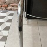 Chrome and black leather armchair type B34