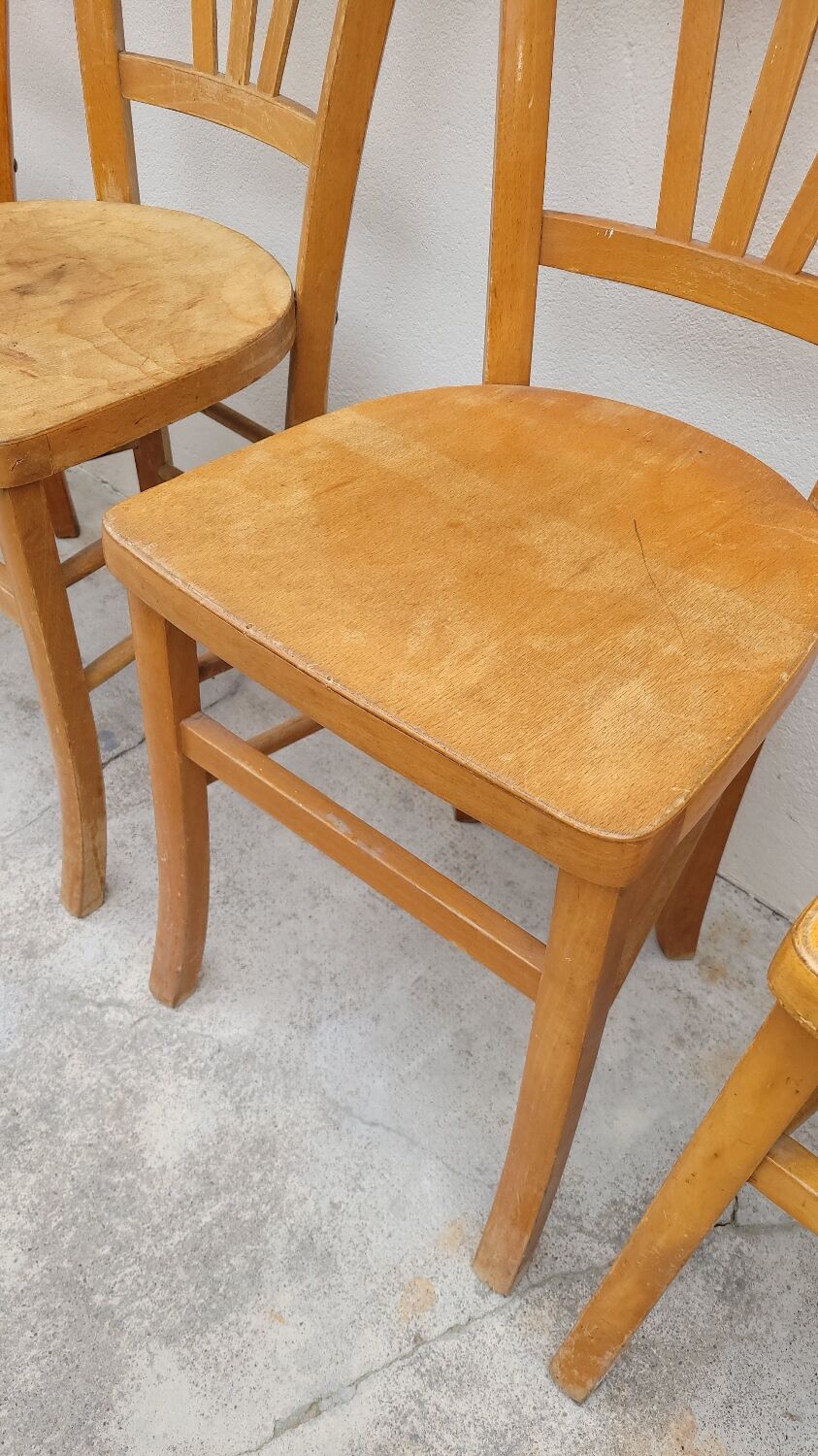 Series of 4 chairs of bistrot restaurant old 1950