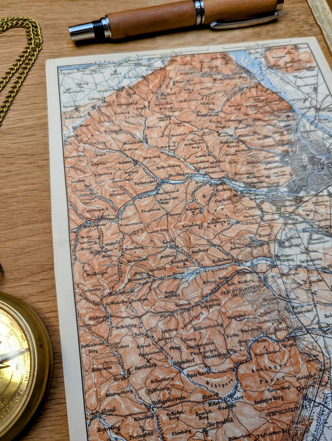 Imprimée en 1890, carte de Vienne, Autriche.