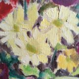 Vintage French oil painting of flowers, signed Renée