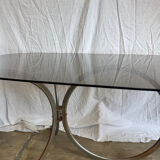 Vintage 70s smoked glass dining table