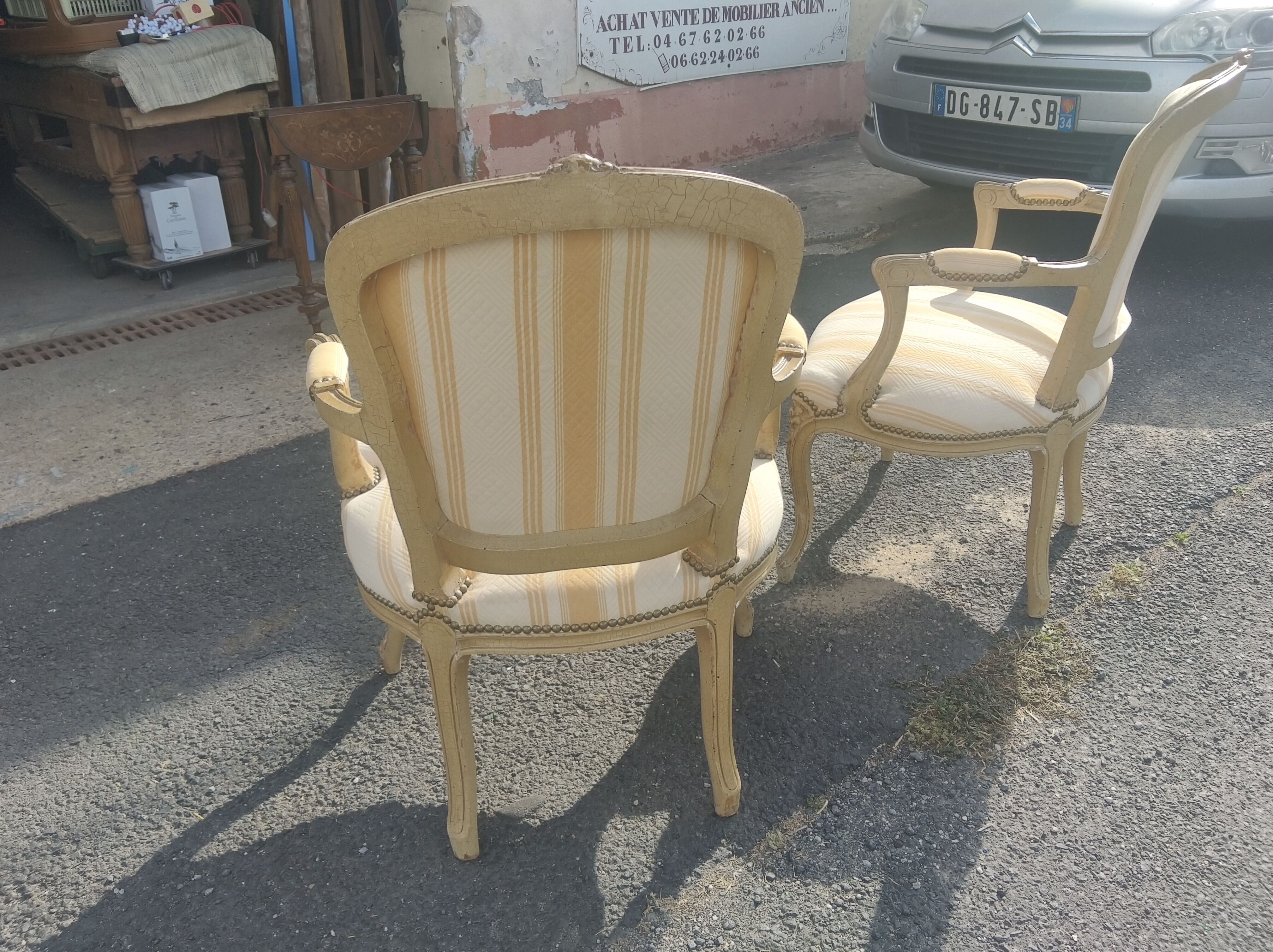 Pair of Louis XV style convertible armchairs