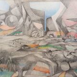 Helena Ribeiro drawing on paper 1987 - Dated and signed lower right