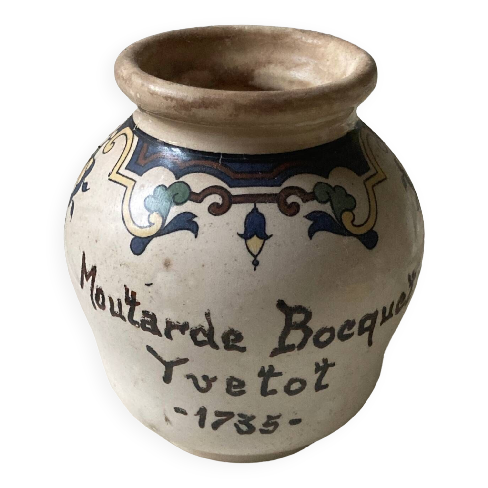 Old mustard pot with floral decoration Digoin