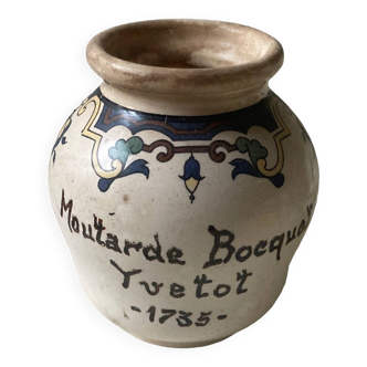 Old mustard pot with floral decoration Digoin