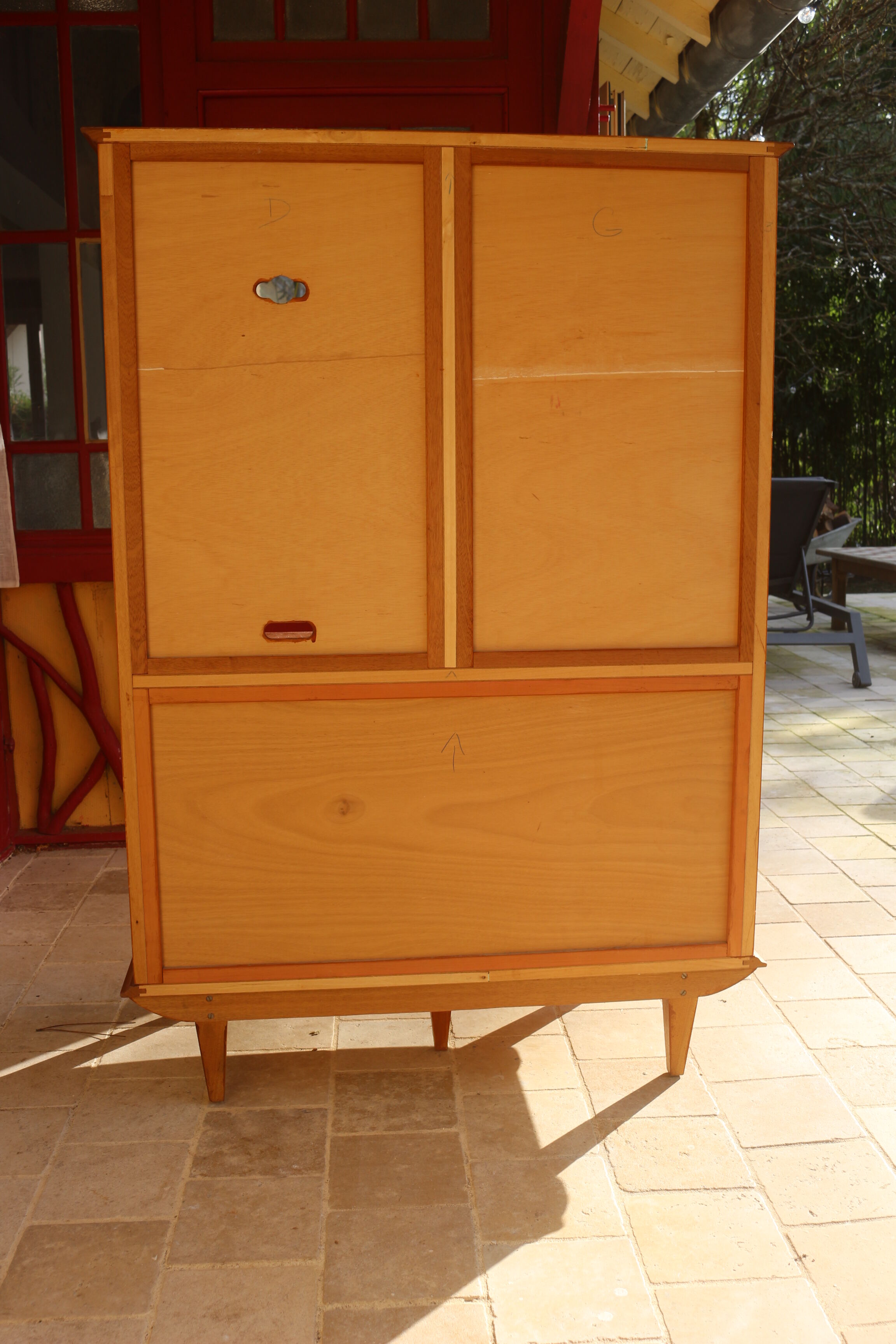 Vintage oak chest of drawers with vinyl storage, Year 1960. Ref Willy