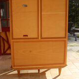Vintage oak chest of drawers with vinyl storage, Year 1960. Ref Willy