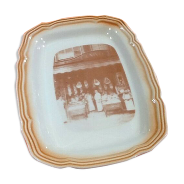 Plat de service polylobé de forme rectangulaire en céramique Décor Années 1900