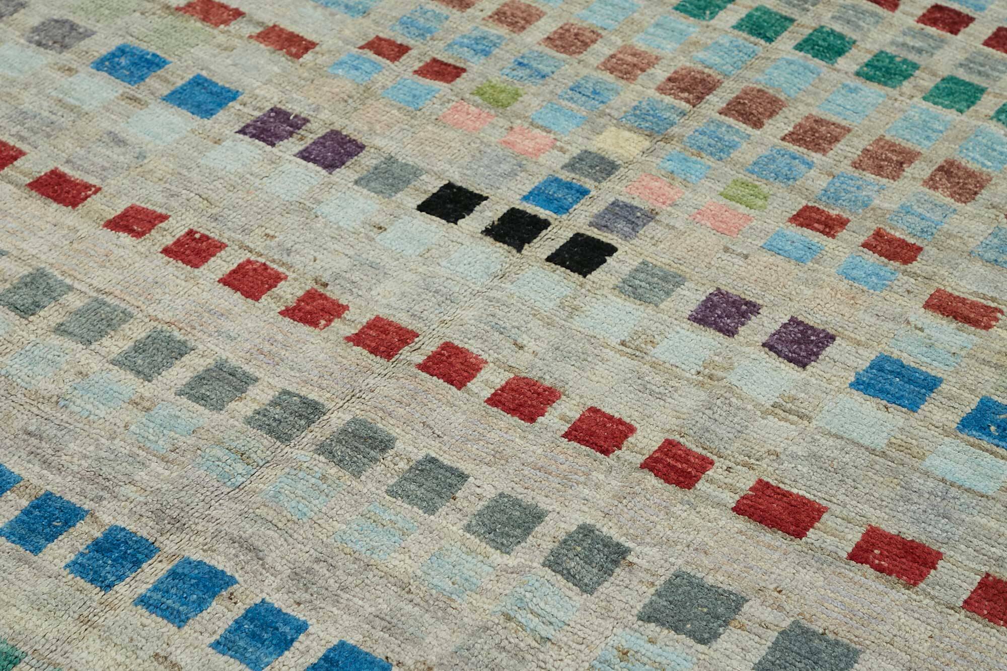 Handwoven Turkish Rustic 211 cm x 305 cm Multicolor Wool Carpet