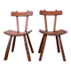 Brutalist pair of chairs in Elm in the style of Jean Touret 1950.