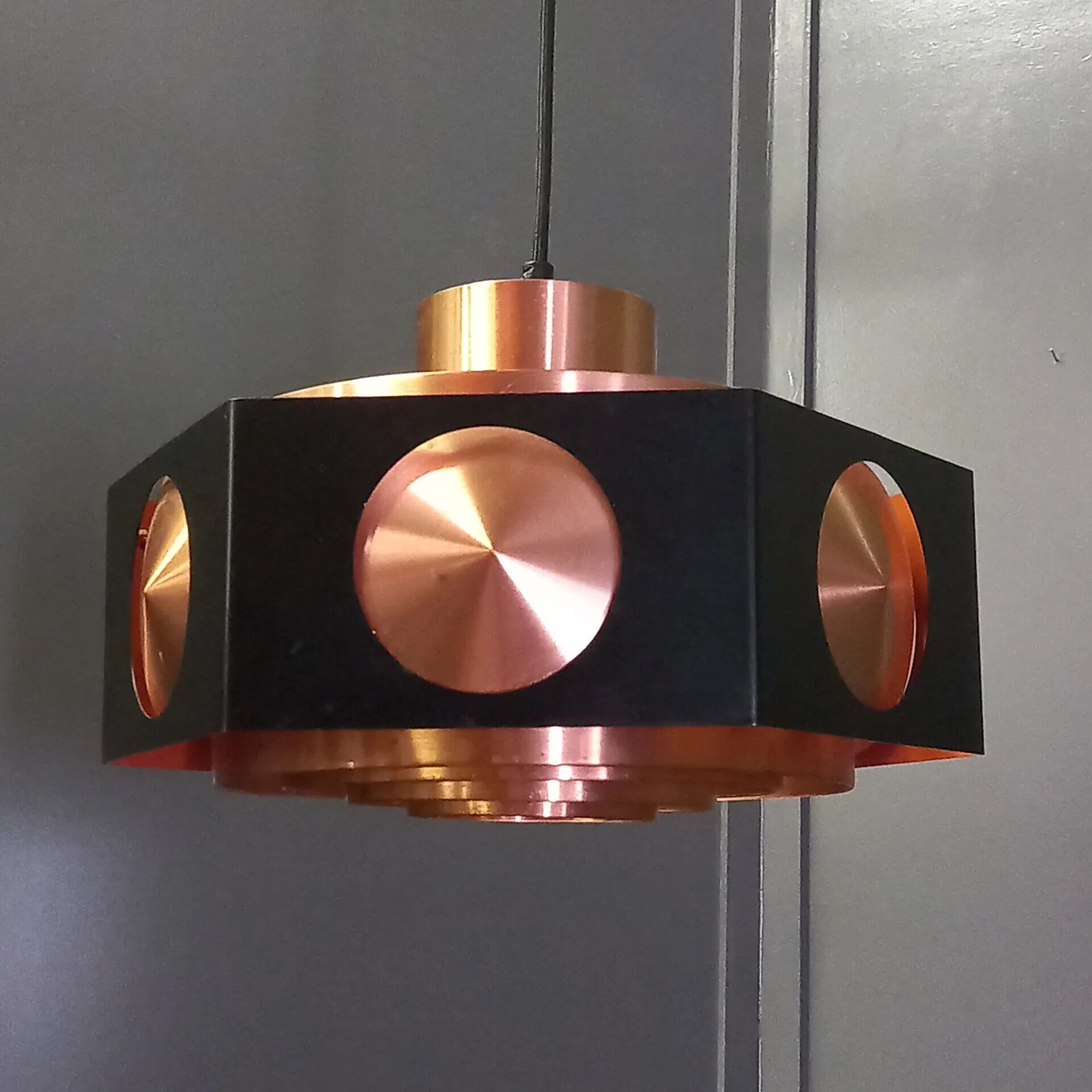 Vintage Space Age copper ceiling lamp by Birger Hammerstad