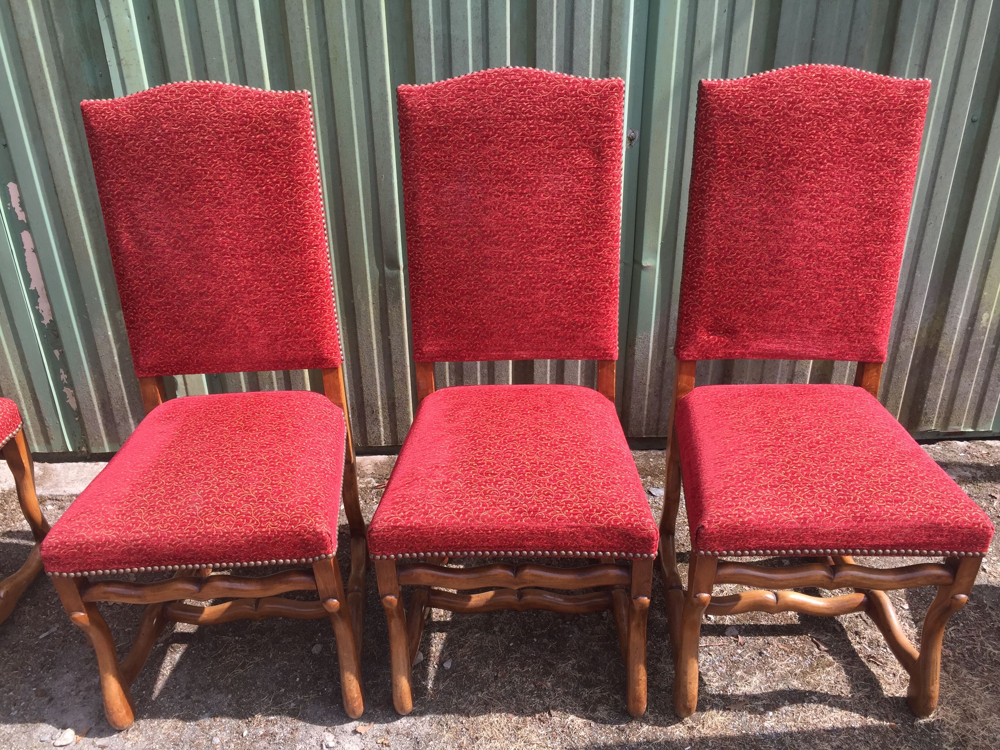 Vintage Louis XIII style chairs sheep bones in beech and velvet.