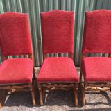 Vintage Louis XIII style chairs sheep bones in beech and velvet.