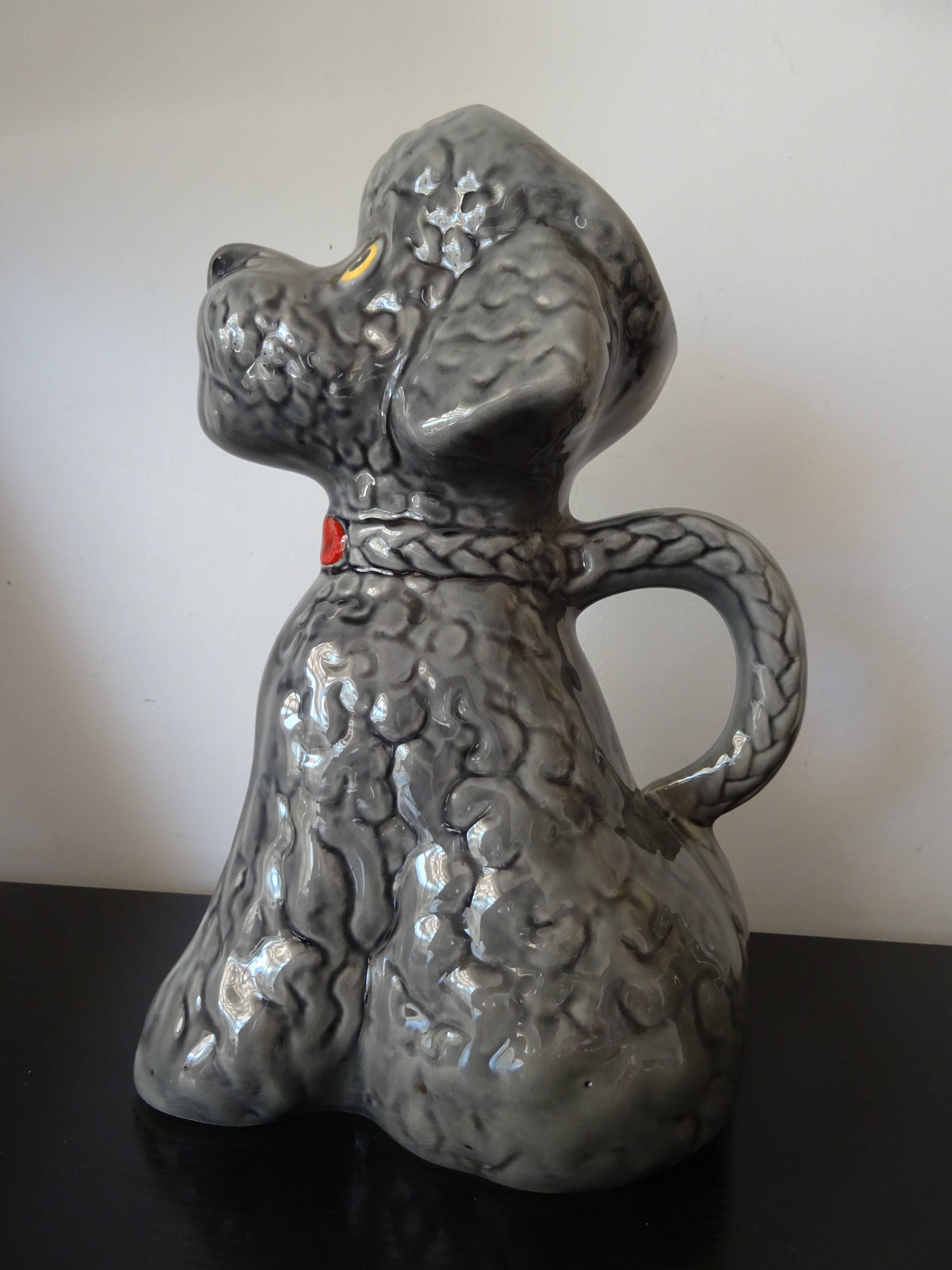 Ceramic carafe pitcher shaped dog poodle year 60/70