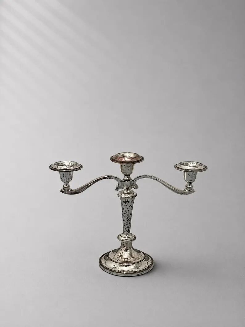 Bougeoir vintage argenté à 3 bras