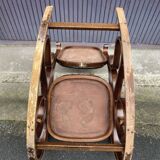 Rocking chair in wood and leather, 20th century