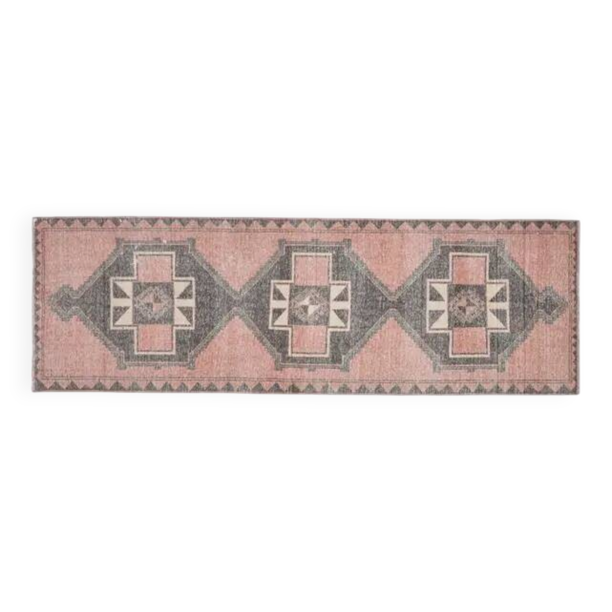 Vintage Turkish Oushak Wool Runner Handmade Wool Runner Rug 123x376