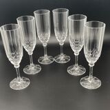 Champagne flutes in worked glass