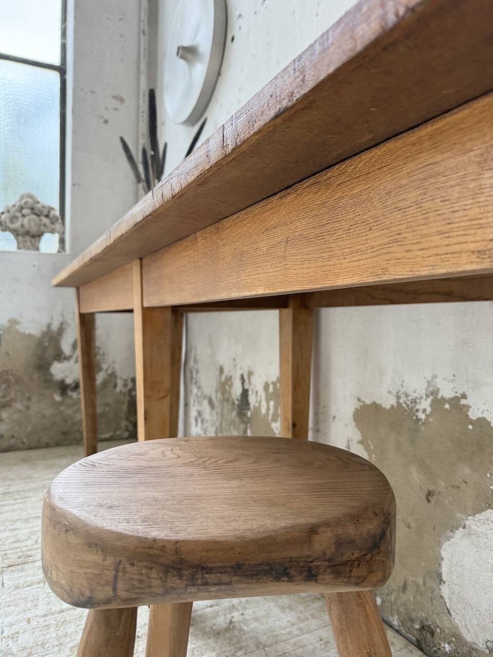 Oak and pine farmhouse console table