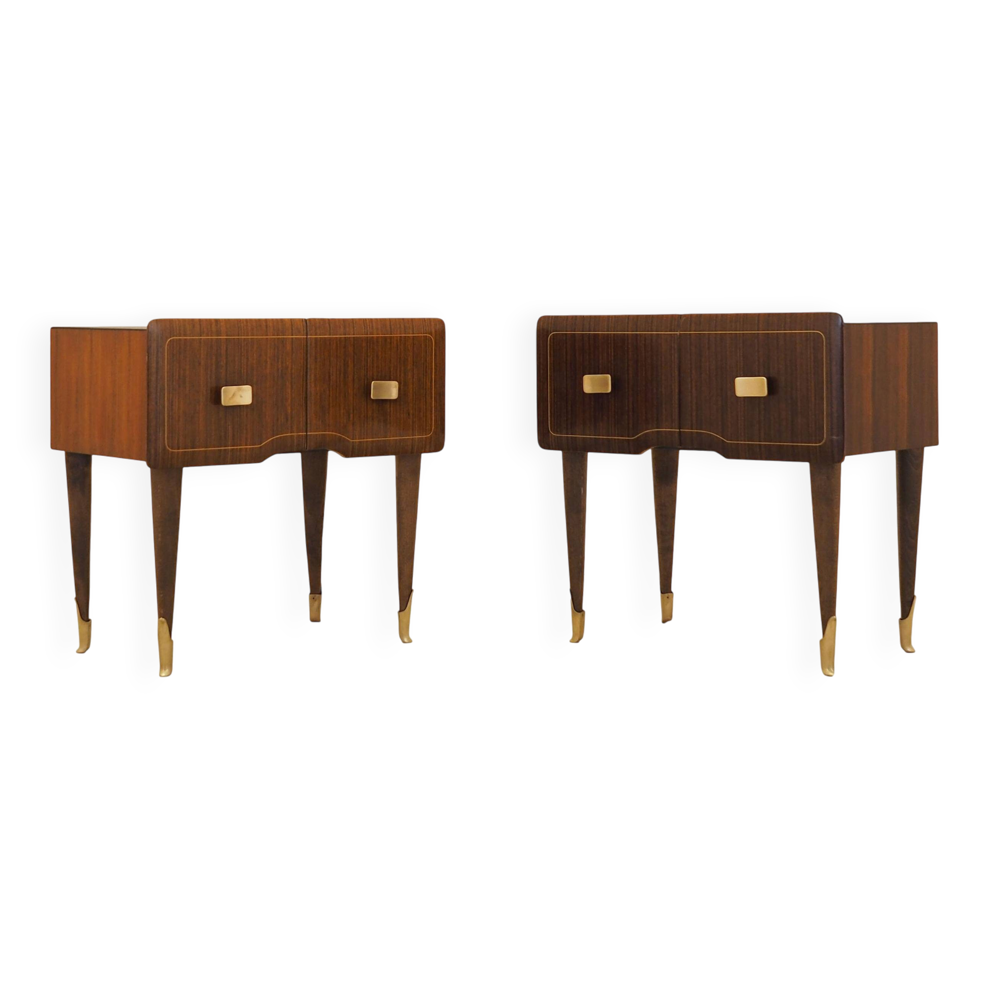 Two Bedside Cabinets, Mahogany Veneer, Italy, 1970s