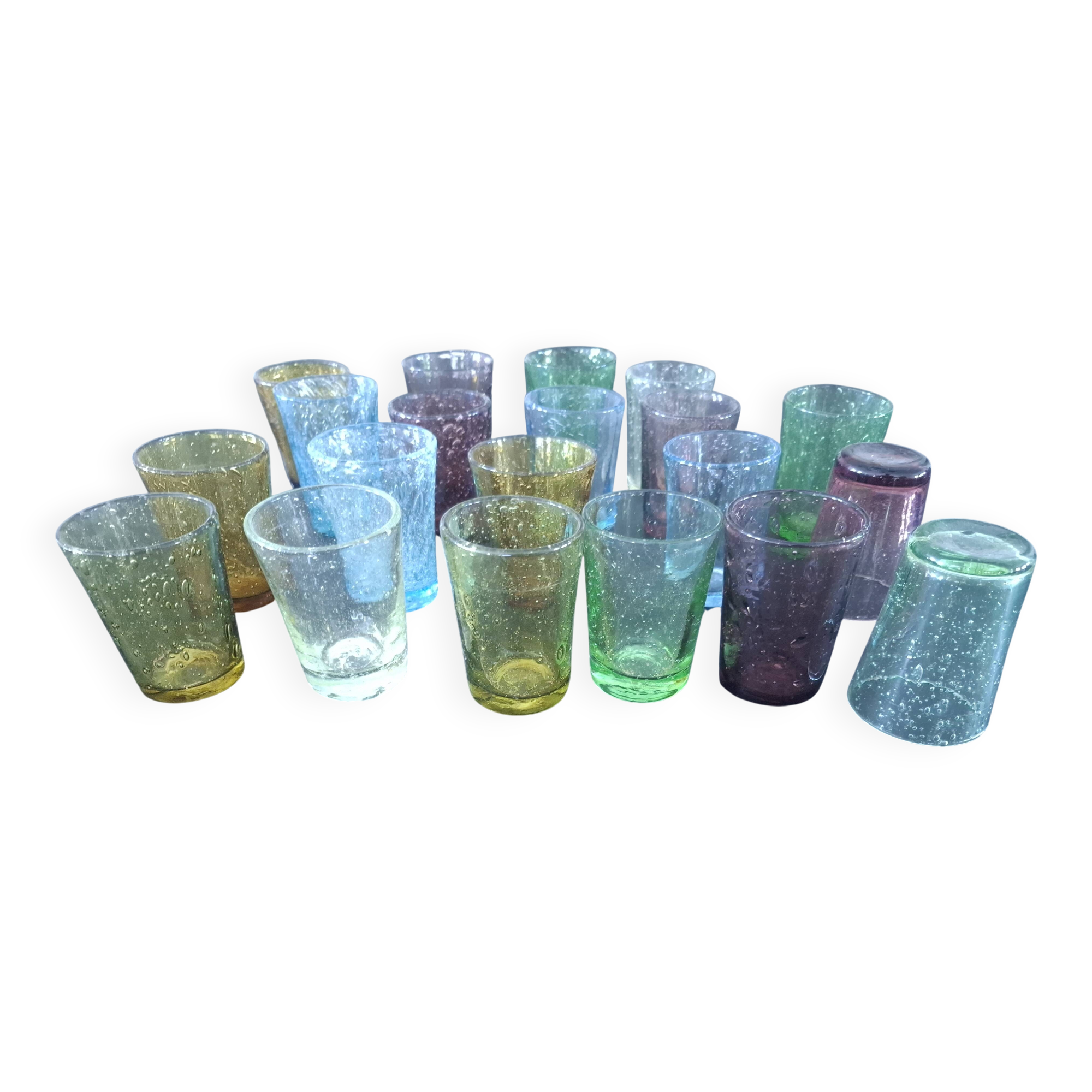 20 verres biot en verre souffle