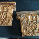 Antique pair of carved and gilded wooden friezes
