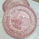 Set of 6 dessert plates in English porcelain red country décor