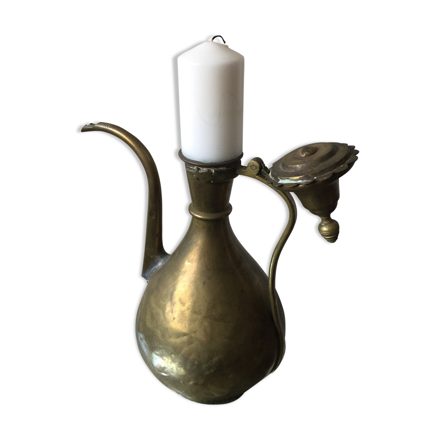 Ottoman Brass Ewer Antique Candleholder