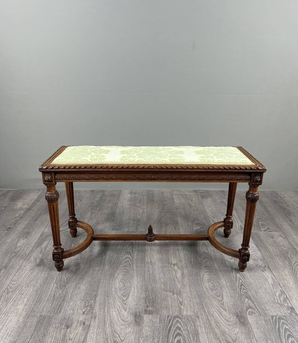 Louis XVI style carved wooden bench, 19th century