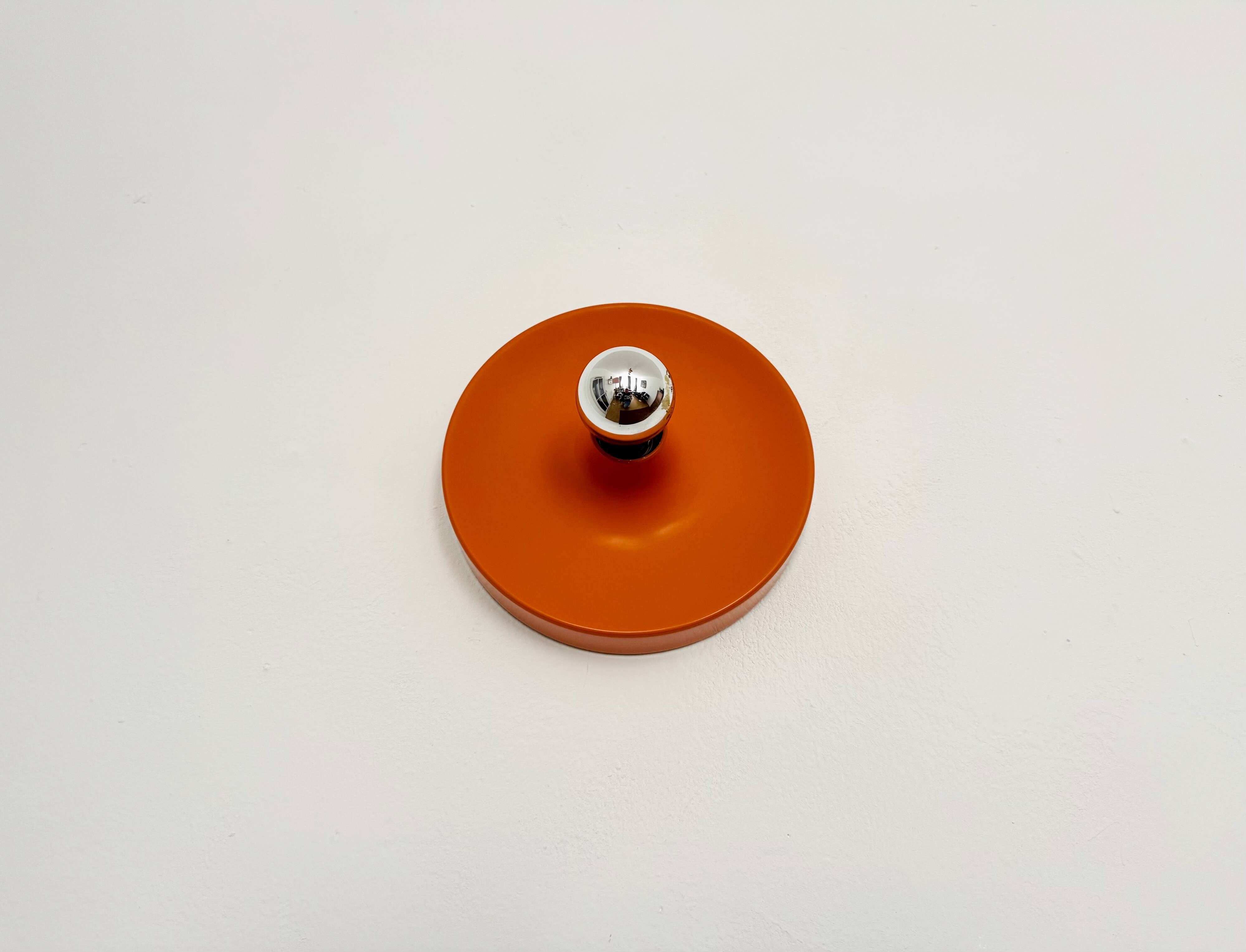 Orange 1970s Ufo Wall or Ceiling Lamp from Staff