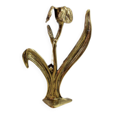 Art Nouveau brass flower candle holder