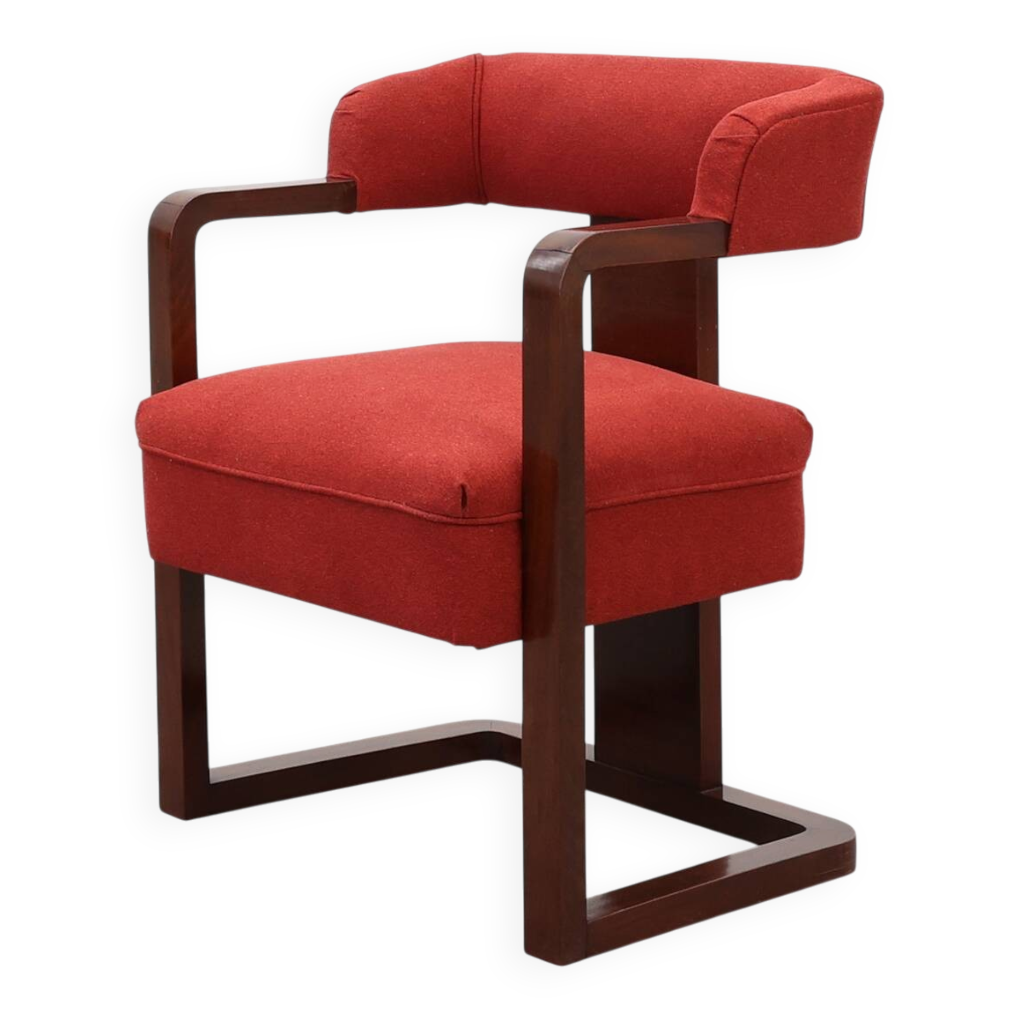 Art Deco red Reupholstered Chair, Belgium ca. 1920